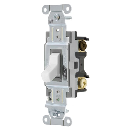 Hubbell Wiring Device-Kellems Switches and Lighting Controls, Toggle Switch, Commercial Grade, Four Way, 15A 120/277V AC, Back and Side Wired, White CSB415W